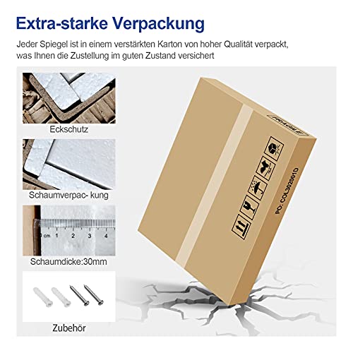 Meykoers Wandspiegel Badkamerspiegel Badkamerspiegel Badkamerspiegel LED-verlichting 80x60cm met aanraakschakelaar en… - Afbeelding 7