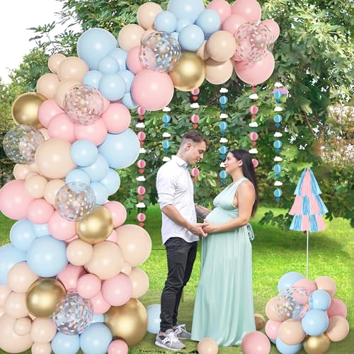Image of Ouddy Party 129Pcs Light Blue Balloons Arch Garland Kit 18 12 10 5 Inch | Different Sizes 6Pcs 18 inch Pastel Baby Blue Latex Balloons for Birthday Bridal Baby Shower Party Decorations