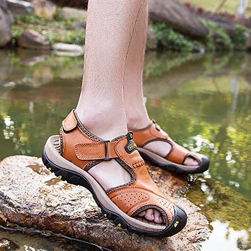 Closed Toe Sandals for Women Casual Leather Sandal Lightweight Soft Summer Shoes Hiking Walking Footwear4