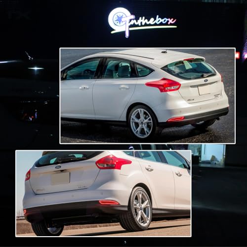 Image of for 2015 2016 2017 2018 Ford Focus Hatchback Rear Fog Bumper Reflector Brake Tail Sequential Turn Signal Lights Smoked Lens LED Lamp FO1185110, FO1184110