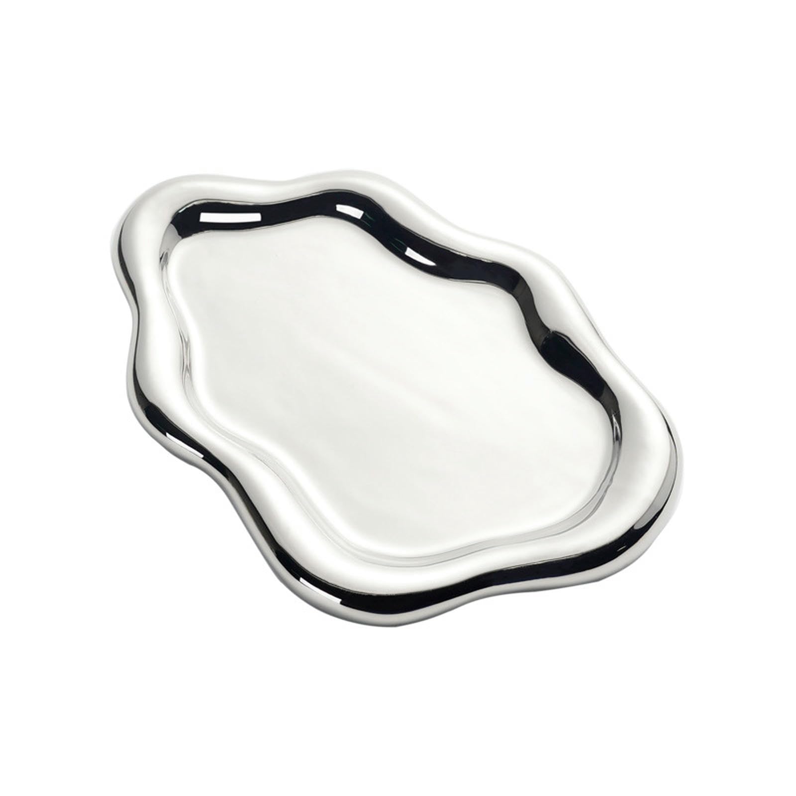 Ceramiczne naczynia stołowe Jednokolorowa, prosta, nieregularna, wykwintna taca do przechowywania biżuterii - czerwona taca w kształcie chmurki(Large Cloud Plate Black)