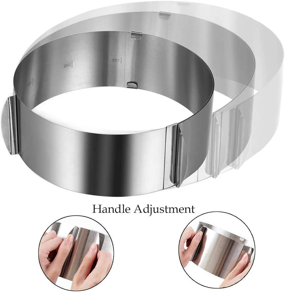 Bakers Cutlery Adjustable Stainless Steel Cake Mold Pan Cookie Fondant Mousse Ring Baking Tool Cake Mould Round Cake Decorating Tools,Pack of 1 1