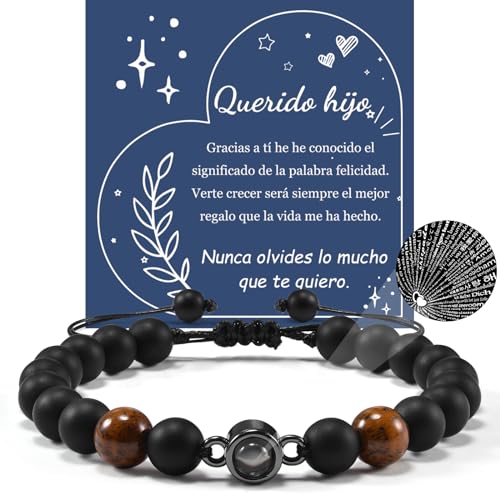 YELUWA Pulseras Hijo Regalos Para Hijo Regalos Para Hijo Él De Papá Y Mamá Pulseras Para Mamá E...
