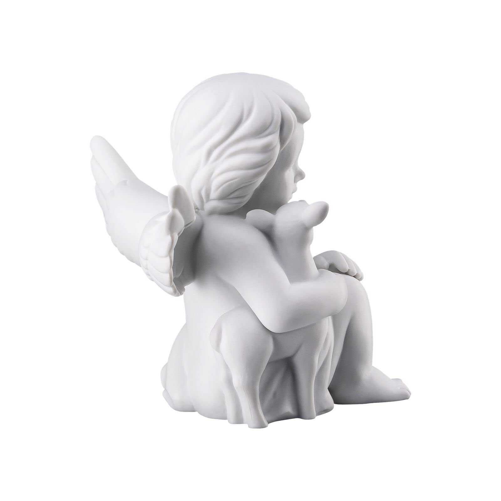 Rosenthal Anioł duży z Bambi biały matowy – figurka porcelanowa, tematyka kolekcjonerska, Wielkanoc 2023, figurka dekoracyjna, kolekcjonerski, anioł porcelanowy, jeleń, Ø 12,7 cm – wys. 13,9 cm