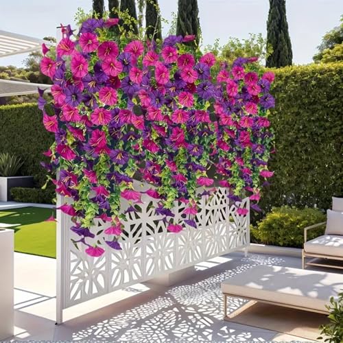 2Pcs Artificial Hanging Flowers for Outdoors, Fake Flowers for Decor Outdoor,Fake Trailing Plants Morning Glory Decoration UV Resistant, Decor Garden Porch Wedding for Pots & Patio image 4