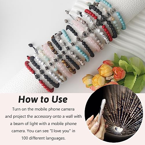 Image of DS 100 Languages I Love You Couples Bracelets, I Love You Projection Bracelet Friendship bracelet Couples Gifts To My Lover Mon Boyfriend Girlfriend Wedding anniversary Lover's gift box packaging(J)