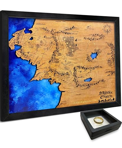 flinelife Wooden Fantasy Medieval Map Wall Art Deco With Decorative Ring 13X11 - Perfect For Fan