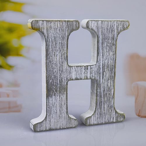 WOODOUNAI Letras de madera rústica sin terminar de 6 pulgadas para decoración de pared, letras decorativas de pie, decoración de tablero para manualidades, proyectos de fiesta en el hogar (H)