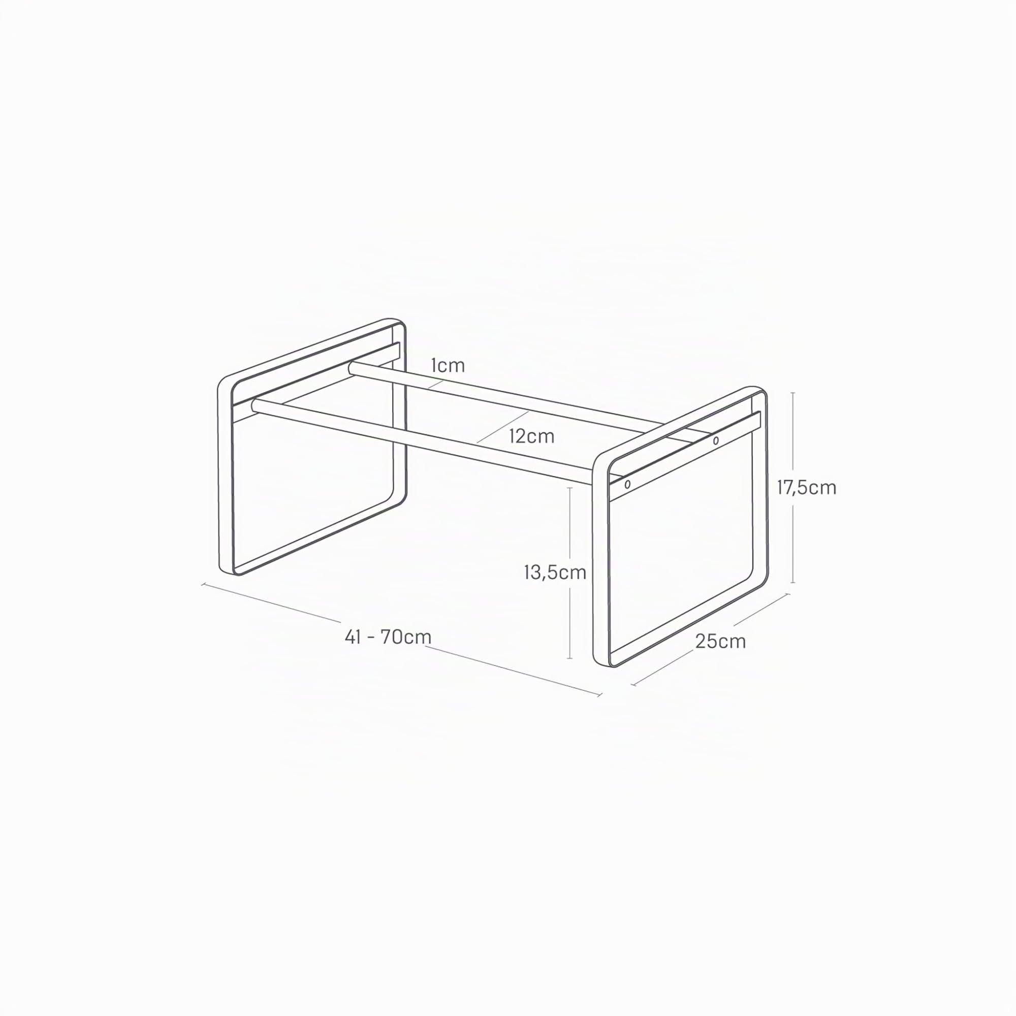 YAMAZAKI Frame Ausziehbares Schuhregal mit Streben, schwarz | Stahl, Inklusive Clips zum Stapeln, Einfacher Aufbau, Im Schrank nutzbar, 25 x 41-70 x 17,5 cm, Japanisches Design
