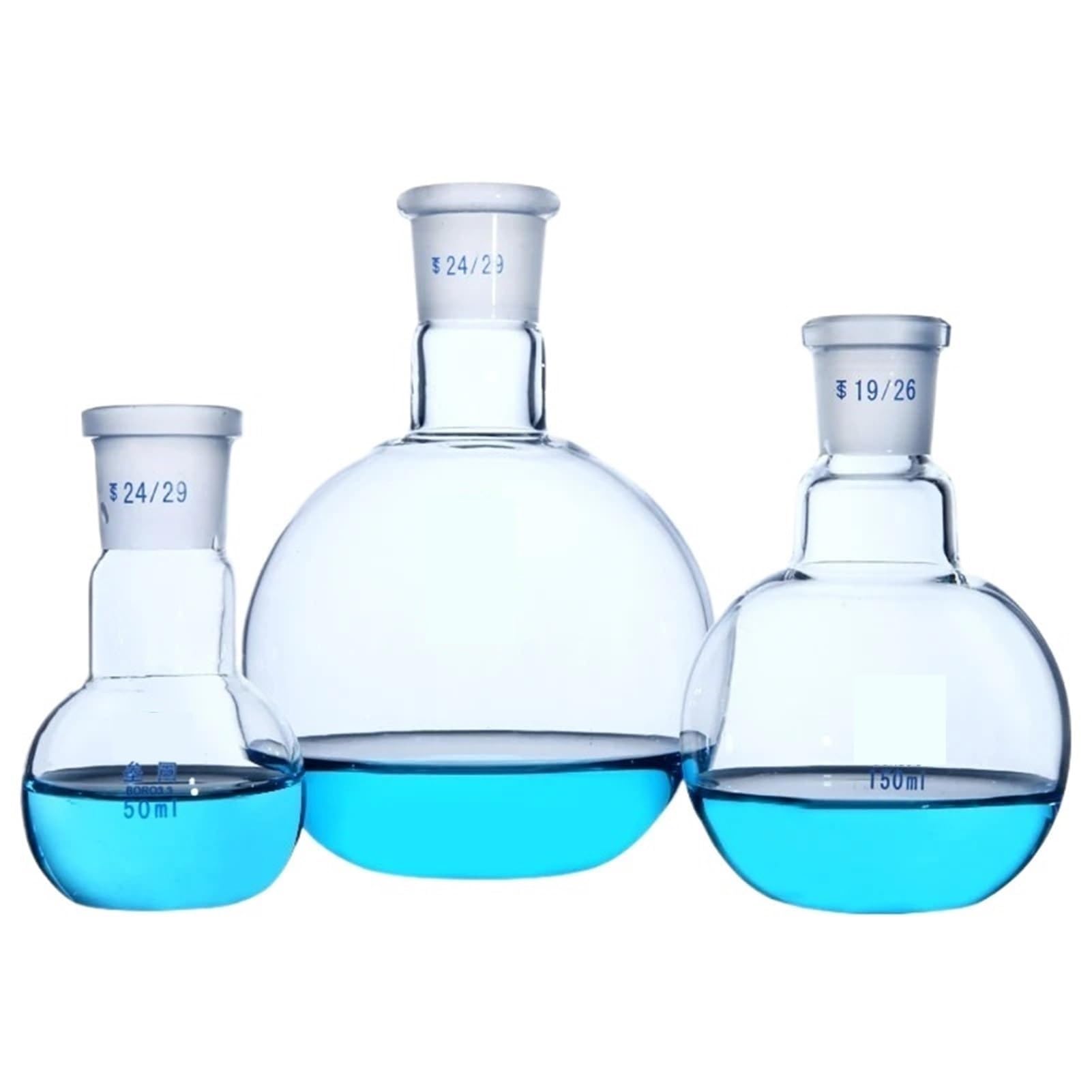 Borosilikat-Messkolben, Einzelportkolben mit flachem Boden, Dickes Borosilikatglas, hohe Temperaturbeständigkeit, Standardkolben for Labor(1000ml Caliber 24mm)