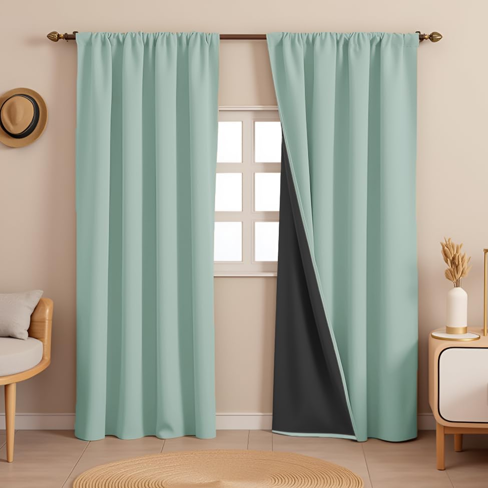 Image of HOMEMONDE Blackout Curtains for Window 6 Feet 1 Piece - Room Privacy 90% Room Darkening Curtain with Rod Pocket Style, Heavy Polyester with Black Blacking - (72 Inch, Sage Green)