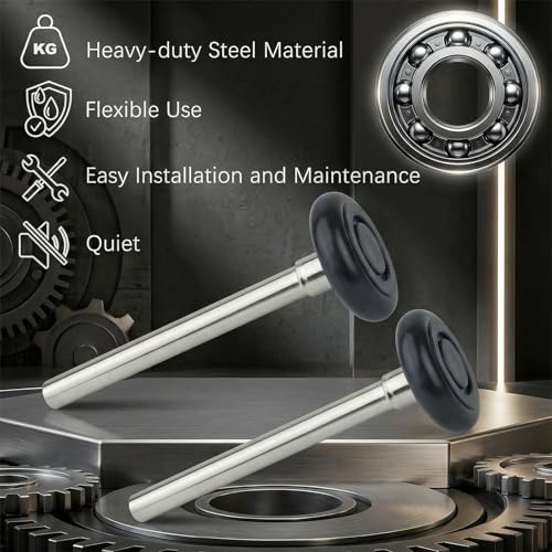 Image of 10 Pack 4 inch Stem 2 inch Black Nylon Garage Door Roller with Protective Sealed-Cap(Dustproof), Ultra Quiet & Long-Lasting, Commercial High Load Capacity, Double Sealed Bearings