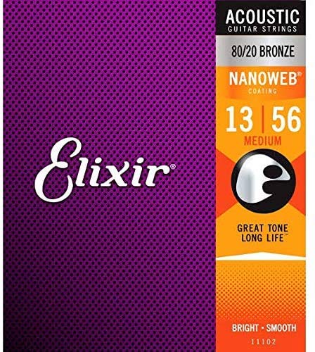 Elixir Strings 80/20 Cordes pour guitare acoustique en bronze avec revêtement NANOWEB, Medium (.013-.056) - Les Beatles, Paul McCartney, John Lennon, RIngo Starr, George Harrison Elixir Strings 80/20 Cordes pour guitare acoustique en bronze avec revêtement NANOWEB, Medium (.013-.056) – Image 4