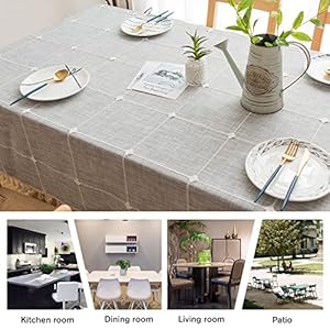 Pahajim Picnic Table Cloths Burlap Linen tablecloths for Rectangle Tables Rustic Table Cloth Party Table Cloths for Kitchen Dining Outdoor Tablecloth Gray Square55 x 55 Inch