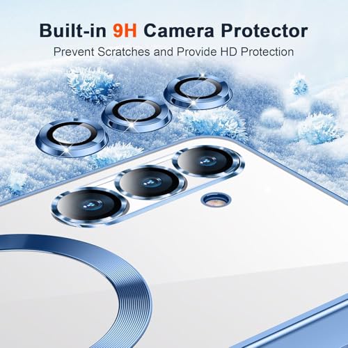 Image of VONZEE Clear Logo Electroplating Transparent Case for Samsung Galaxy A36 5G, Magnetic Plating Electroplate TPU Cover, Individual Camera Protection for Each Lens- Sierra Blue