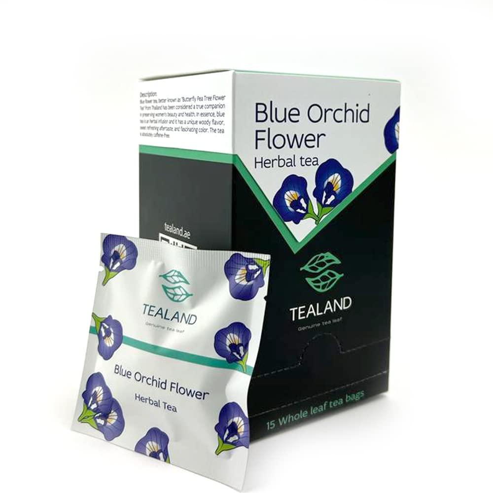 Tealand Blue Tea Butterfly Pea Tree Thai Orchid Clitoria Ternatea Flower Natural Food Dye (Tea Bag)
