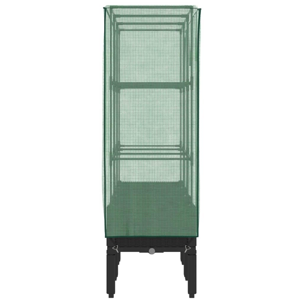 Bancal alto con accesorio de jardín con aspecto de ratán, 120 x 40 x 140 cm | Tubo de polipropileno y hierro, cubierta impermeable, ventilación con cremallera, para balcón y jardín