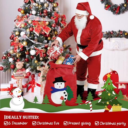 GLOSKIN 7 in 1 Weihnachtsmann Kostüm Set, Nikolaus Kostüm mit Mütze, Bart, Oberteil, Gürtel, Hose, stiefel und Geschenktüte für Weihnachts-Rollenspielpartys, Weihnachtsfeiern, Karneval und Theme