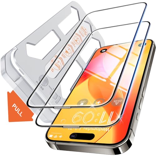 Tentoki für Panzerglas iPhone 15 Pro Panzer Schutz Glas (6,1 Zoll), Schutzfolie kompatibel mit iPhone 15 Pro, Auto Dust-...