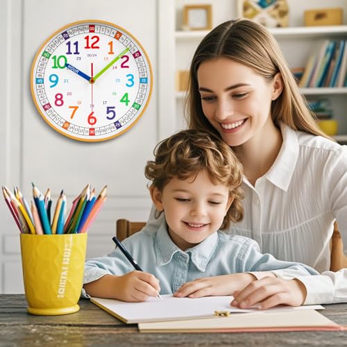Reloj de pared silencioso para niños, 10 pulgadas miniatura 6