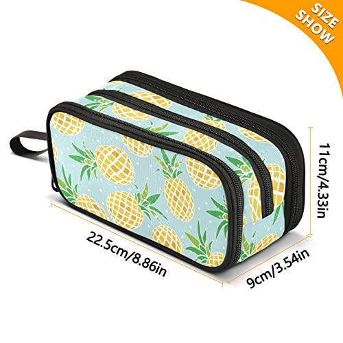 Image of Pineapple Large Capacity Pencil Case 3 Compartment Pencil Pouch | Large Storage Pen Bag pencil box for Adults School Office Teen Girl Boy Men Women