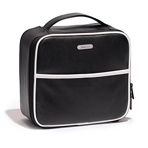 Cosmetic Travel Bag Makeup Organizer - Make up Bags with Compartments Portable Size Train Cases Small Black