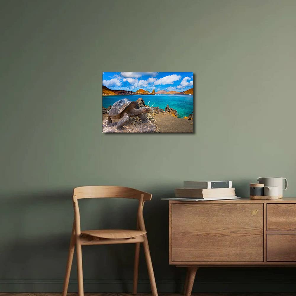 Canvas Wall Art Wall Décor for Living Room Galapagos Islands Big turtle Canvas Painting for Bathroom Bedroom Kitchen Office Decor Home Decorations 8x12inch - Image 4