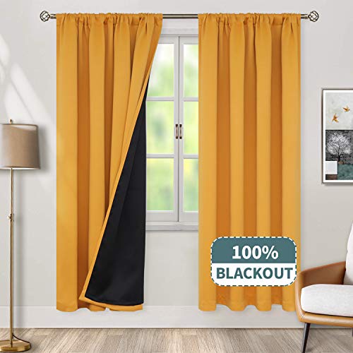BGment Thermal Insulated 100% Blackout Curtains for Bedroom with Black Liner, Double Layer