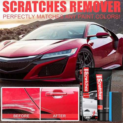lomdung Autokratzer Reparaturpaste Mit Schwamm, Auto Autopolitur Kratzer Entfernen, Nano-Reiniger für Das Auto, Einfache Reparatur von Lackkratzern Wasserflecken, für Autos und Motorräder, 60ML