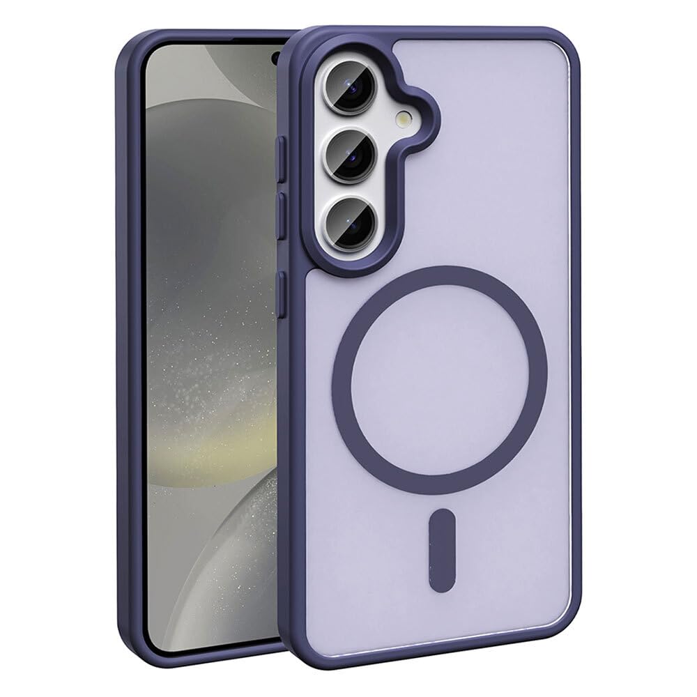 Zore Galaxy ile uyumlu S25 FE Kılıf M-safe Şarj Özellikli Mat Arka Yüzey Zore Sio Kapak Derin Mor