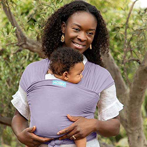 Image of Moby Baby Wrap Carrier Classic for Newborns to Toddlers (8-33lbs), Infant Sling Carrier, Lightweight & Hands Free Design, Adjustable for All Body Types (Amethyst)