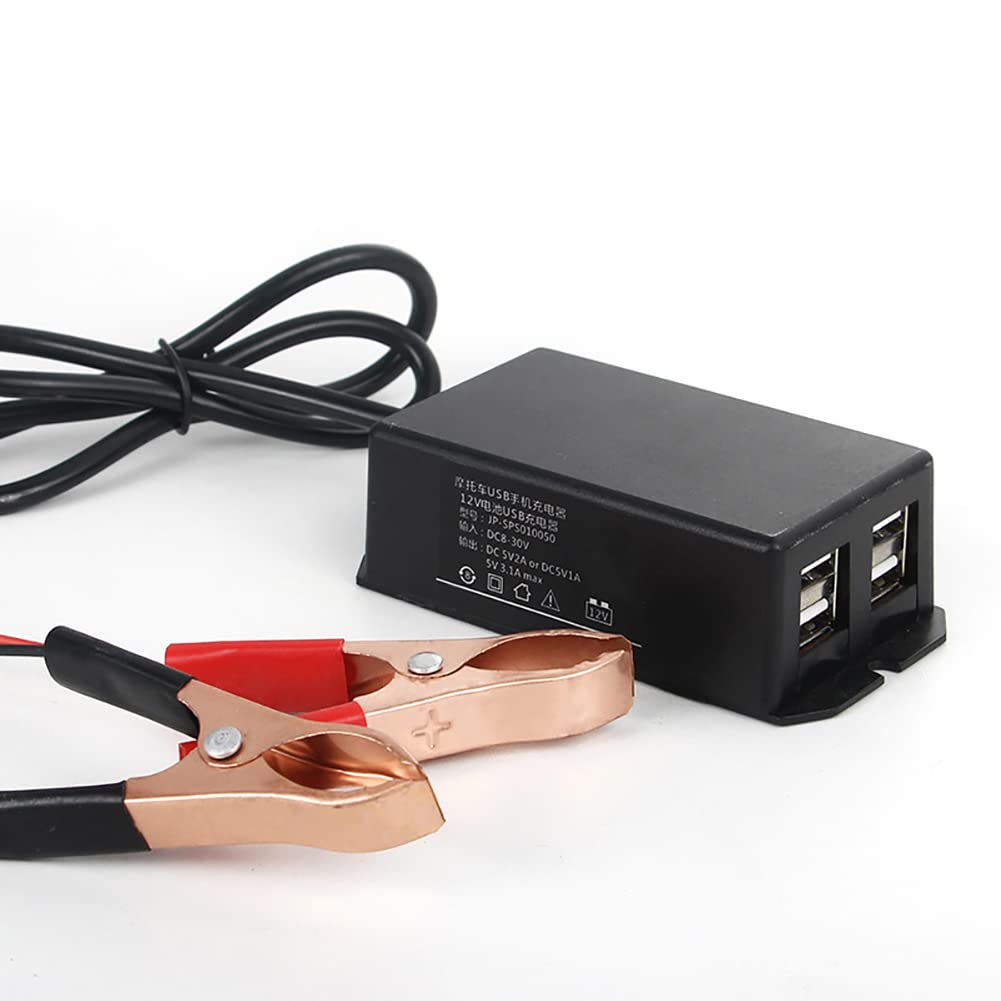 Convertitore DC Con Clip A Coccodrillo 12V-24V A USB - Multiporta Con Tipo C Per Caricare Batterie E Pannelli Solari