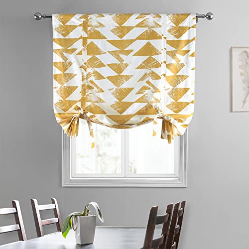 Image of HPD Half Price Drapes Room Darkening Tie Up Curtains 46 X 63 Inch Triad Printed Cotton Window Roll Up Balloon Curtain for Living Room, Kitchen PRTW-TUD35-63 (1 Panel), Triad Gold