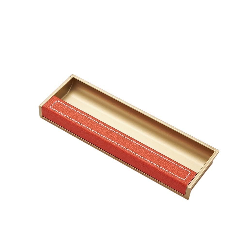 Boutons en cuir et vis de quincaillerie orange pour tiroir et porte