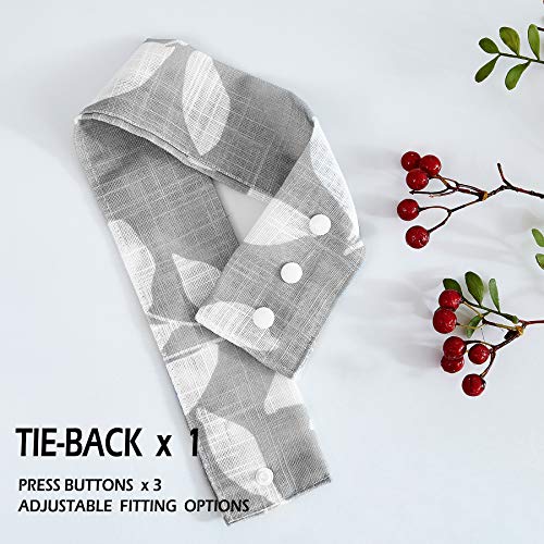 Treatmentex Grey White French Door Curtains 40" Leaf Print Semi-Sheer Half Door Curtain Panels For Back Front Glass Door Window 52" W X 1 Pc #TOP5