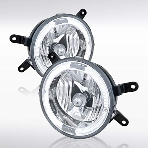 AUTOZENSATION Compatible with 2005-2009 Ford Mustang Gt Clear Lens Fog Lights Halo + H10 Bulbs Included L+R Pair