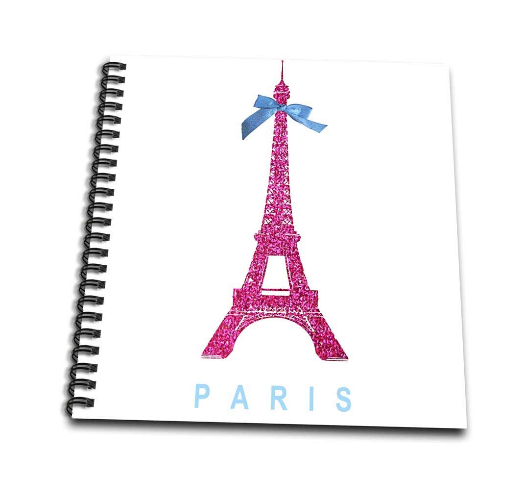 متجر الإلهام French موضوع وردي غامق من على شكل برج إيفل بباريس مع البناتي عقدة شريطة باللون الأبيض مقاس أنيق مصنوع من Parisian فرنسا تذكارية باللون الأزرق كتاب رسم