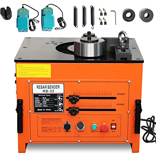 3000W Electric Rebar Bender up to 1.3 in with Our Electric Bender - Achieve 0-180° Angles, Operate with Convenient Foot Pedal Switch, Powerful 3000W
