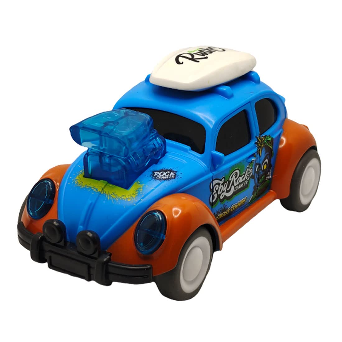 Jo Baby Unbreakable Four-Wheel Drive Friction Powered Diecast Excavator & Dancing Car Blue Toy Set (Pack of 2) 1