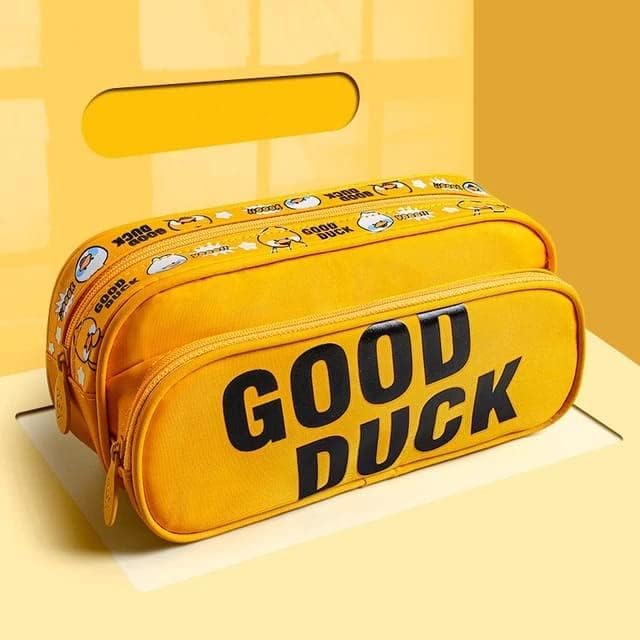 Image of DEOXY Large Capacity Pencil Bag, Transparent Cream Pencil Pouch with Zipper Closure Portable Makeup Pouch, Case Cute Stationery Bag for Students Girls Adults Office with Pockets(Good Duck)
