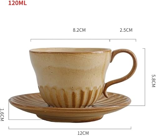 Miniatura 2 de Juego de tazas de té y platillo pequeño de cerámica de 4.1 fl oz4 onzas, platillo de taza de café de cerámica vintage con asa, juego de tazas de té