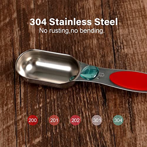 Chefaide 304 Stainless Steel Magnetic Measuring Spoons Set, 2022 Upgrade Extend Handle, Dual Sided, Stackable, Adjustable Teaspoon And Tablespoon Measure Spoon Kitchen Gadgets Set Of 7 #TOP2