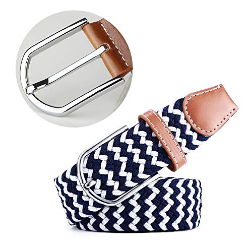 Braided Canvas Belt/Elastic Fabric Woven Stretch Waist Band 39.5" for Men Women3