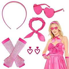 Meleager Accessori Donna Anni 80, Set Accessori Guanti a Rete da Pesca Anni 90, Orecchini Occhiali Forma di Cuore, Accessori retrò Anni 80 per Carnevale martedì Grasso, Feste