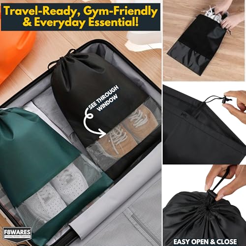 Image of F8WARES 12PK Premium Nylon Shoe Bag for Travel & Storage Travel Organizer for Women & Men Travel Accessories Shoes Bag for Travel - Shoe Bags Pouches Travel Essential - Shoe Cover for Travelling