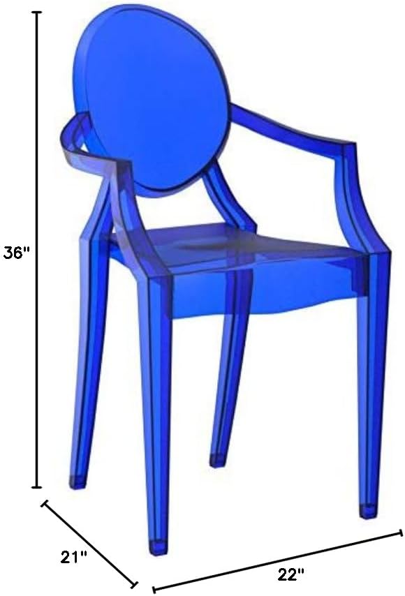 Miniatura 3 de Silla de Comedor transparente de Casper, Plástico, Azul