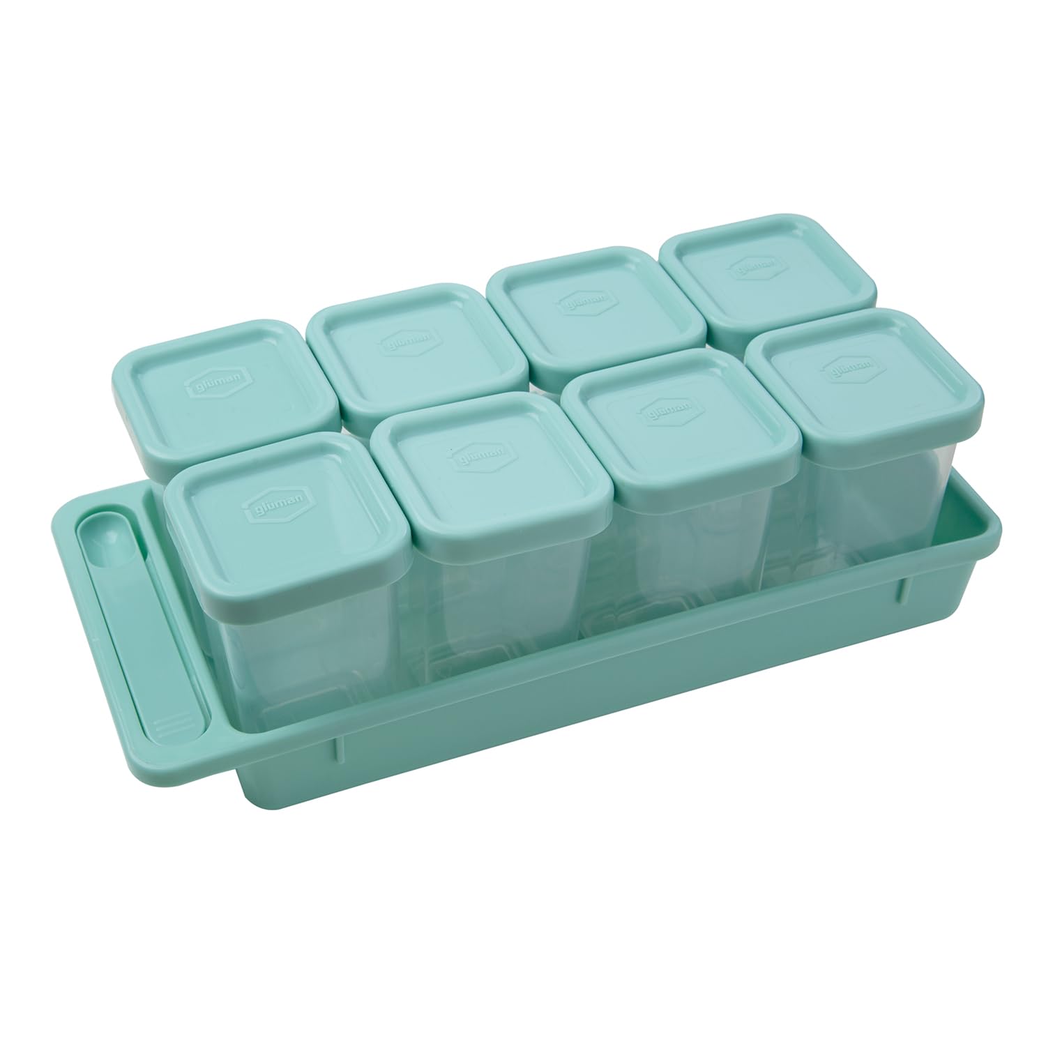 Gluman Masala Container Set with Organiser Tray and Spoon | Spice Organiser with Pre-Printed Sticker Labels | 100% Food Grade | Dishwasher Safe | Freezer Safe | Microwave Safe | Reusable (T-Green) (B0CMQKKL3G) Amazon Price History, Amazon Price Tracker