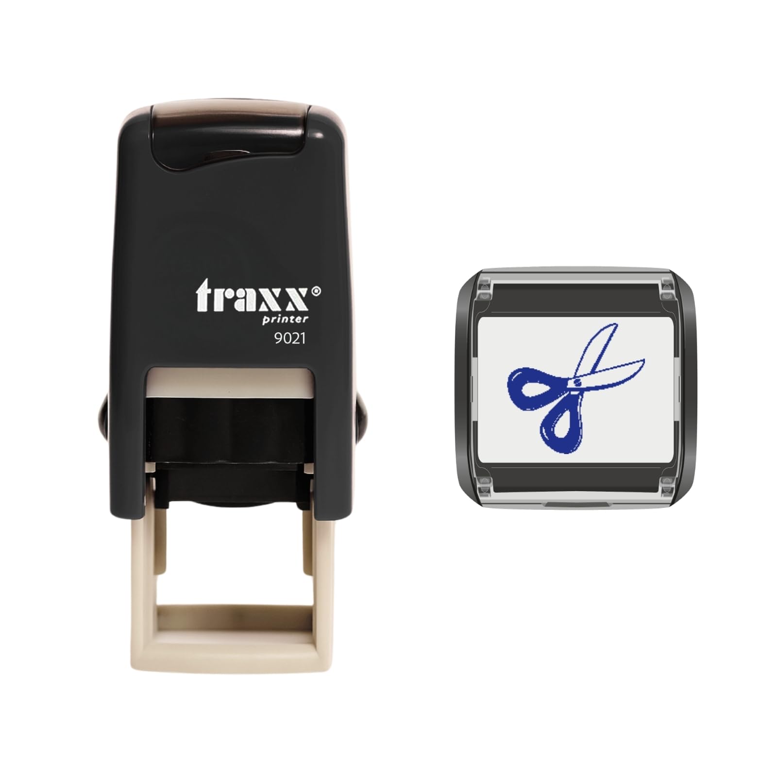 Traxx 9021 Loyalty Card Self Inking Rubber Stamp Salon Barbers *A Blue Pair of Scissors Design for Hairdressers*