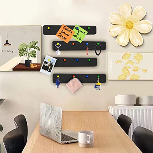 Bulletin Board, Jeethemy Felt Pin Board Bar Strips, Self Adhesive Cork Boards For Walls With 35 Push Pins For Bedrooms Offices Home Decoration,5 Pack,Black #TOP4