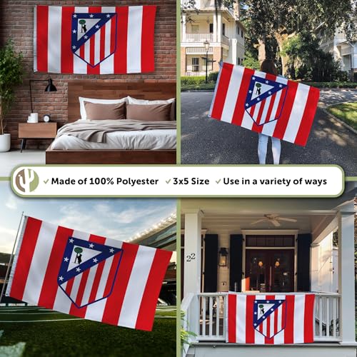 Bandera del Atlético de Madrid de poliéster para colgar en balcón 4